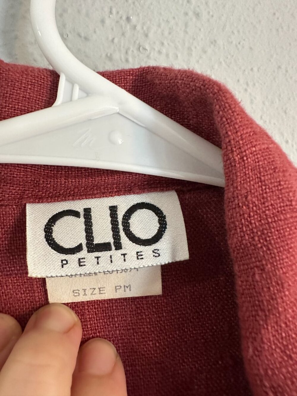 Vintage 90s Linen Shirt CLIO Petites Size PM Red Button Up Shirt Made in USA - Picture 3 of 8